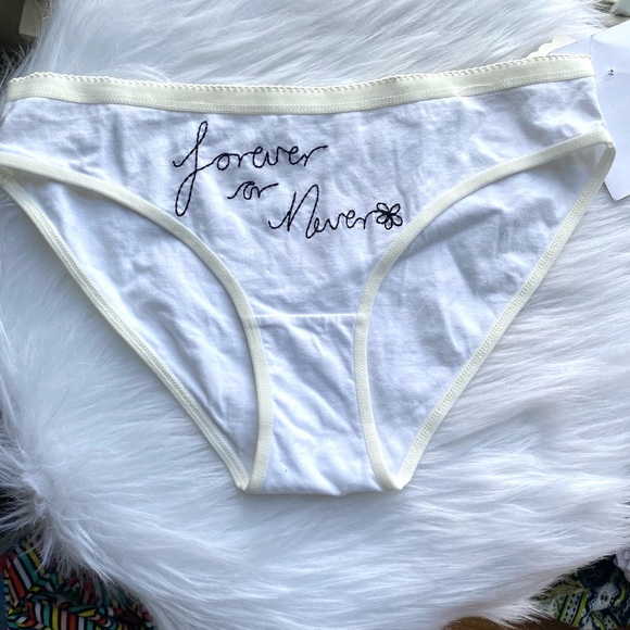 NWT UO Out From Under Embroidered Text Bikini White Med - Forever Or Never - Picture 4 of 11